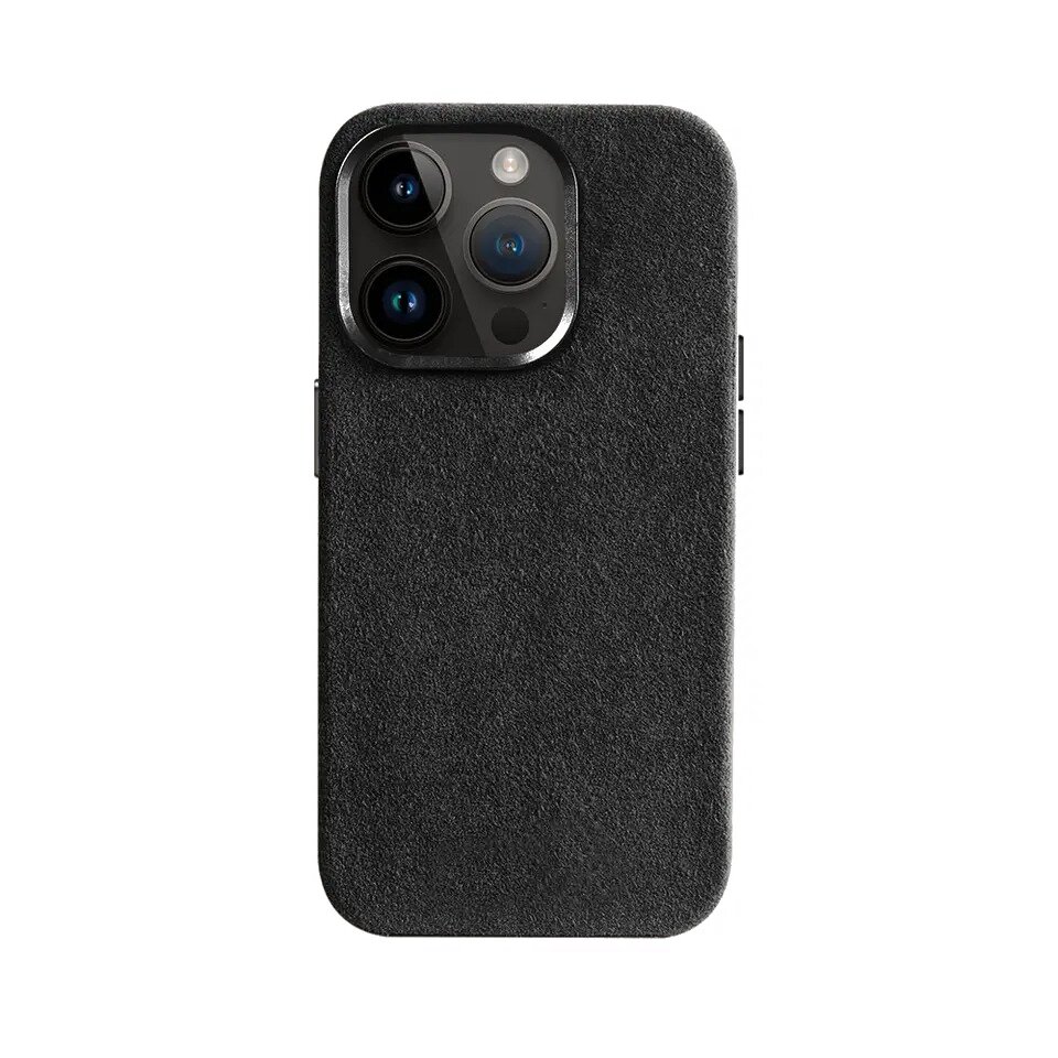 Alcantara-Hülle, passend für iPhone 16 Pro Max, Schwarz